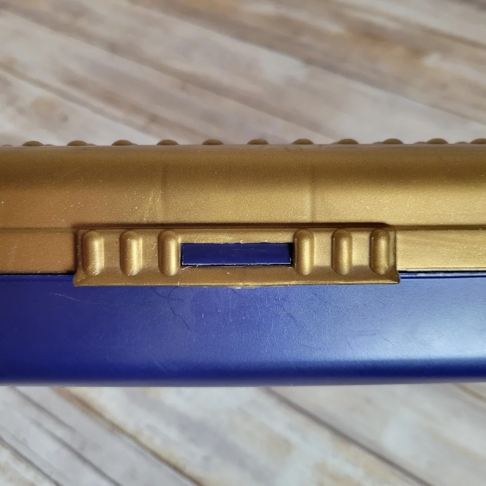 Spacemaker Pencil Box Blue & Gold Made In USA